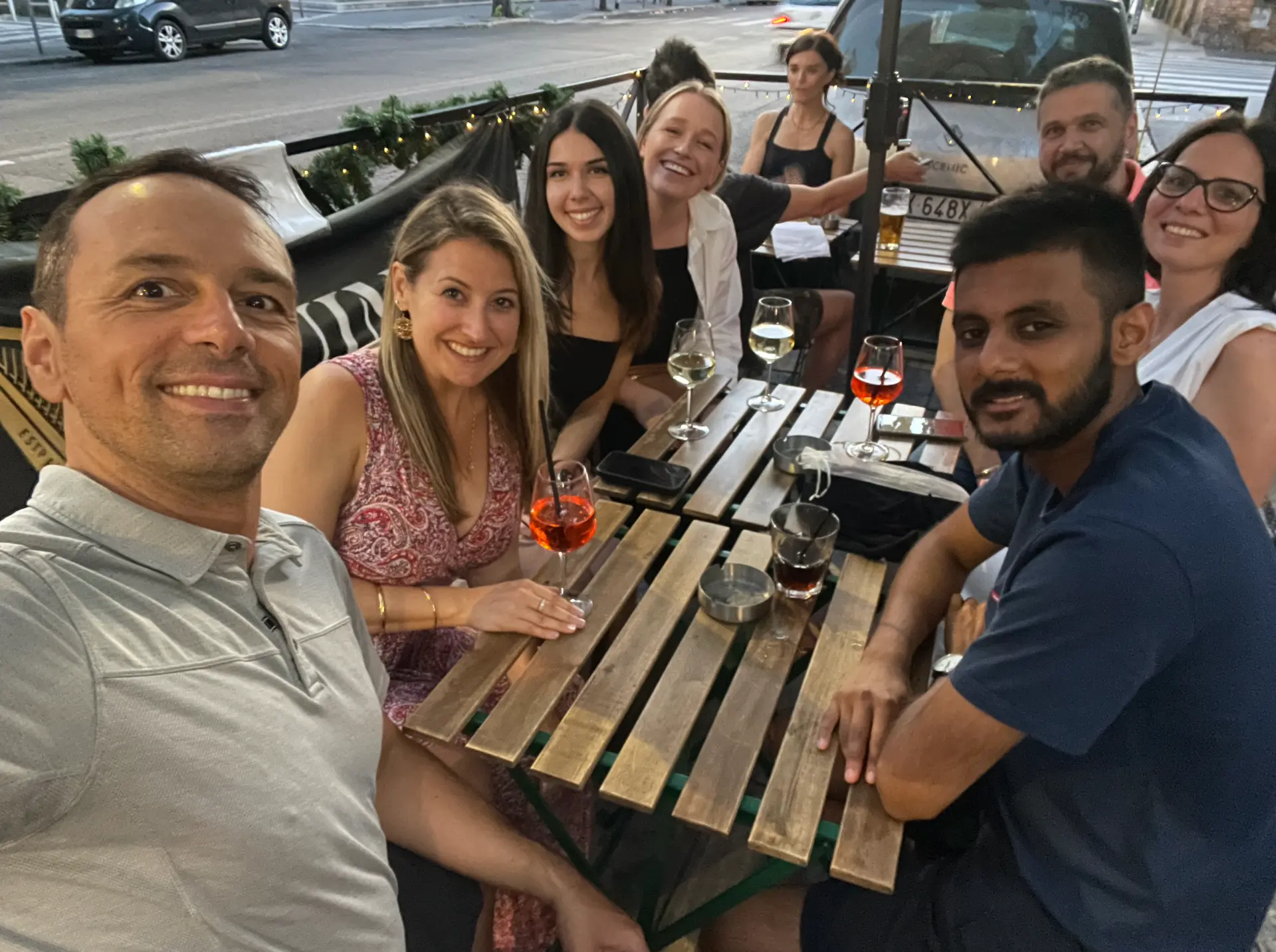 Trainees sharing an evening spritz in Rome